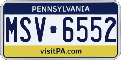 PA license plate MSV6552