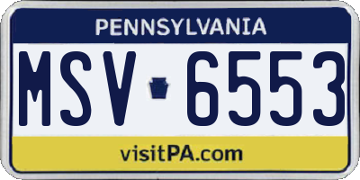 PA license plate MSV6553