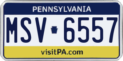 PA license plate MSV6557