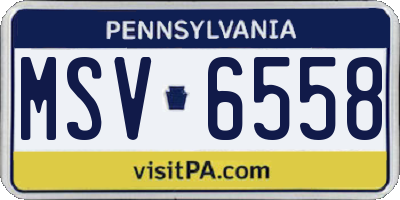PA license plate MSV6558