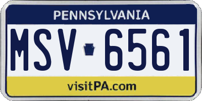 PA license plate MSV6561