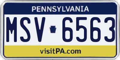 PA license plate MSV6563