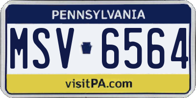 PA license plate MSV6564