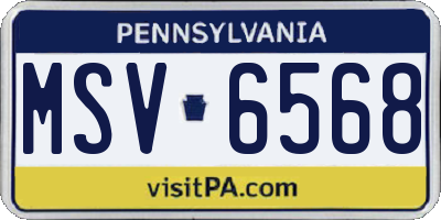 PA license plate MSV6568
