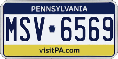 PA license plate MSV6569
