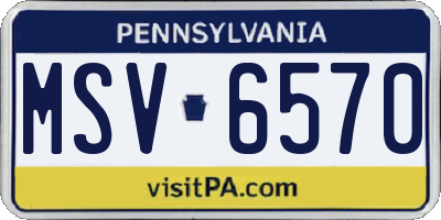 PA license plate MSV6570