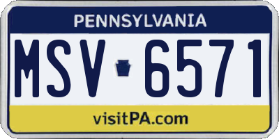 PA license plate MSV6571