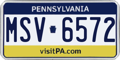 PA license plate MSV6572