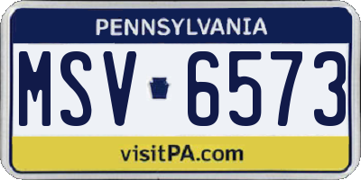 PA license plate MSV6573