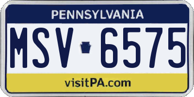 PA license plate MSV6575