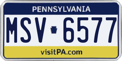 PA license plate MSV6577