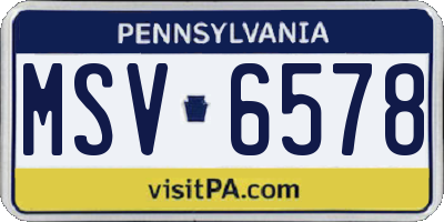 PA license plate MSV6578