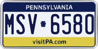 PA license plate MSV6580