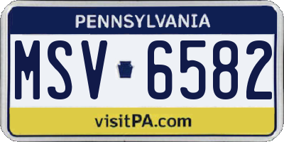 PA license plate MSV6582