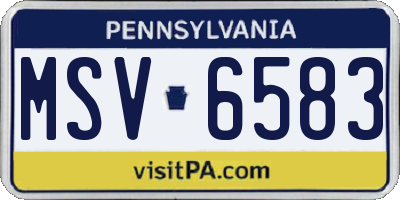 PA license plate MSV6583