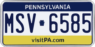 PA license plate MSV6585
