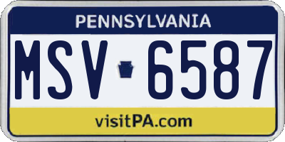PA license plate MSV6587