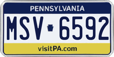 PA license plate MSV6592
