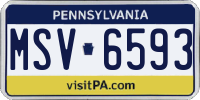 PA license plate MSV6593