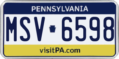 PA license plate MSV6598
