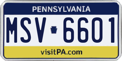 PA license plate MSV6601