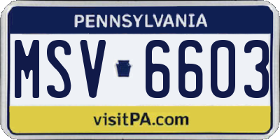 PA license plate MSV6603