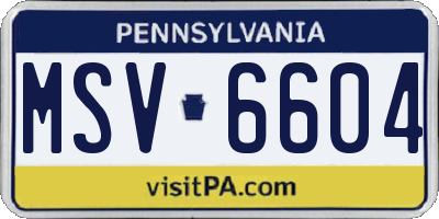 PA license plate MSV6604