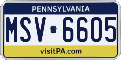 PA license plate MSV6605