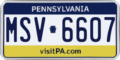 PA license plate MSV6607