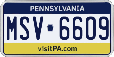PA license plate MSV6609