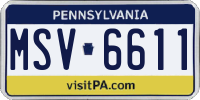 PA license plate MSV6611