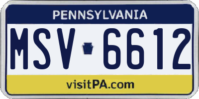 PA license plate MSV6612