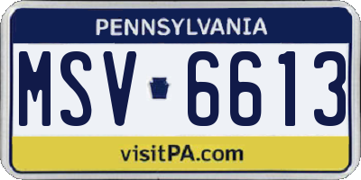 PA license plate MSV6613