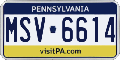 PA license plate MSV6614