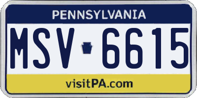 PA license plate MSV6615