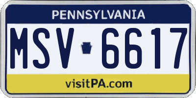 PA license plate MSV6617