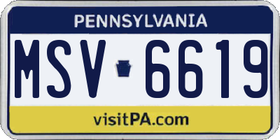 PA license plate MSV6619