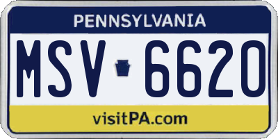 PA license plate MSV6620