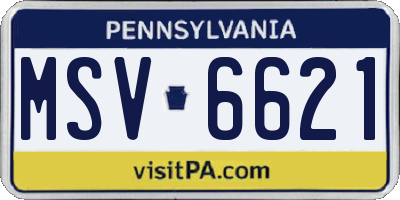 PA license plate MSV6621