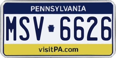 PA license plate MSV6626
