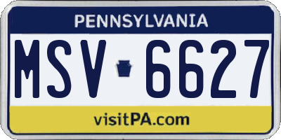 PA license plate MSV6627
