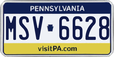PA license plate MSV6628