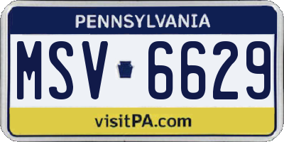 PA license plate MSV6629
