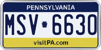PA license plate MSV6630