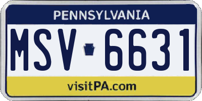 PA license plate MSV6631