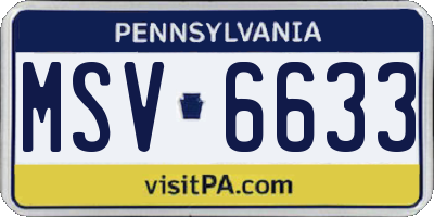 PA license plate MSV6633