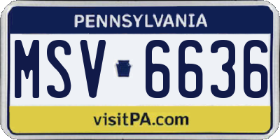 PA license plate MSV6636