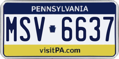 PA license plate MSV6637