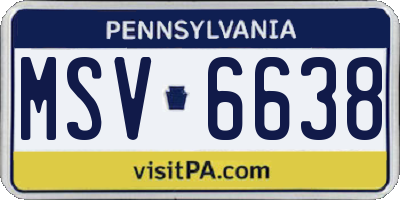 PA license plate MSV6638