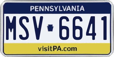 PA license plate MSV6641